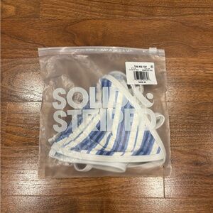 NWT Solid & Striped The Iris Top Mariana Blue Stripe Triangle Bikini sz Medium